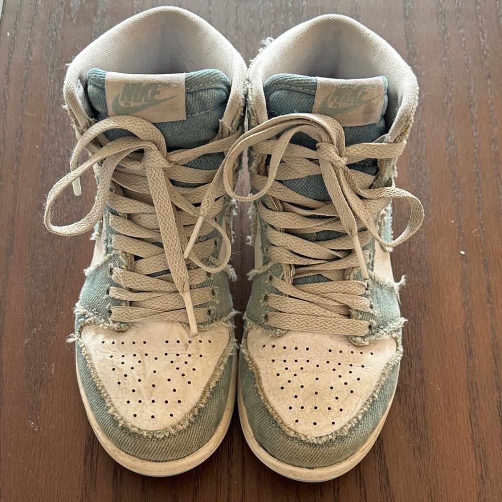 Nike High-Top Sneakers in Blue Denim and Off-White